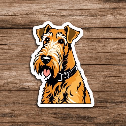 Image of Airedale Terrier Dog Sticker Cartoon Airedale Terrier Vinyl Decal Waterproof Dog Lover Sticker for Laptop Water Bottle Car Window Notebook Pet Lover Gift Puppy 5 Inch