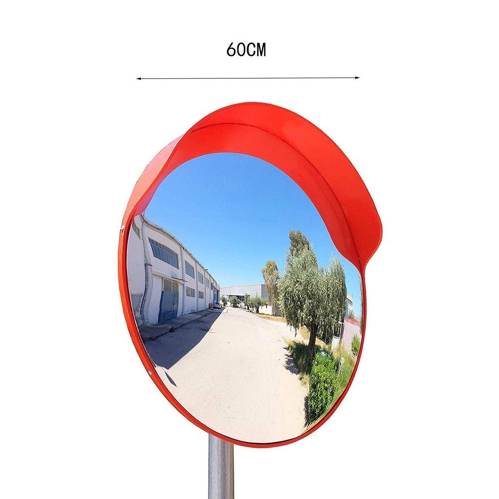 Specchio per Punto cieco, Specchio per Traffico infrangibile, Specchio per Traffico Stradale Esterno, Specchio grandangolare Resistente in plastica, Specchio Convesso Portatile (60 cm)