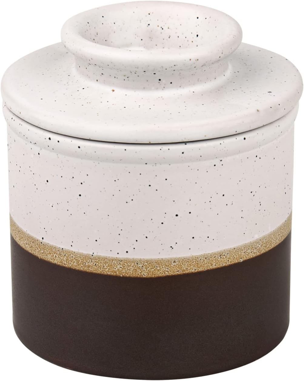 Ceramic Butter Crock For Counter With Water Line White