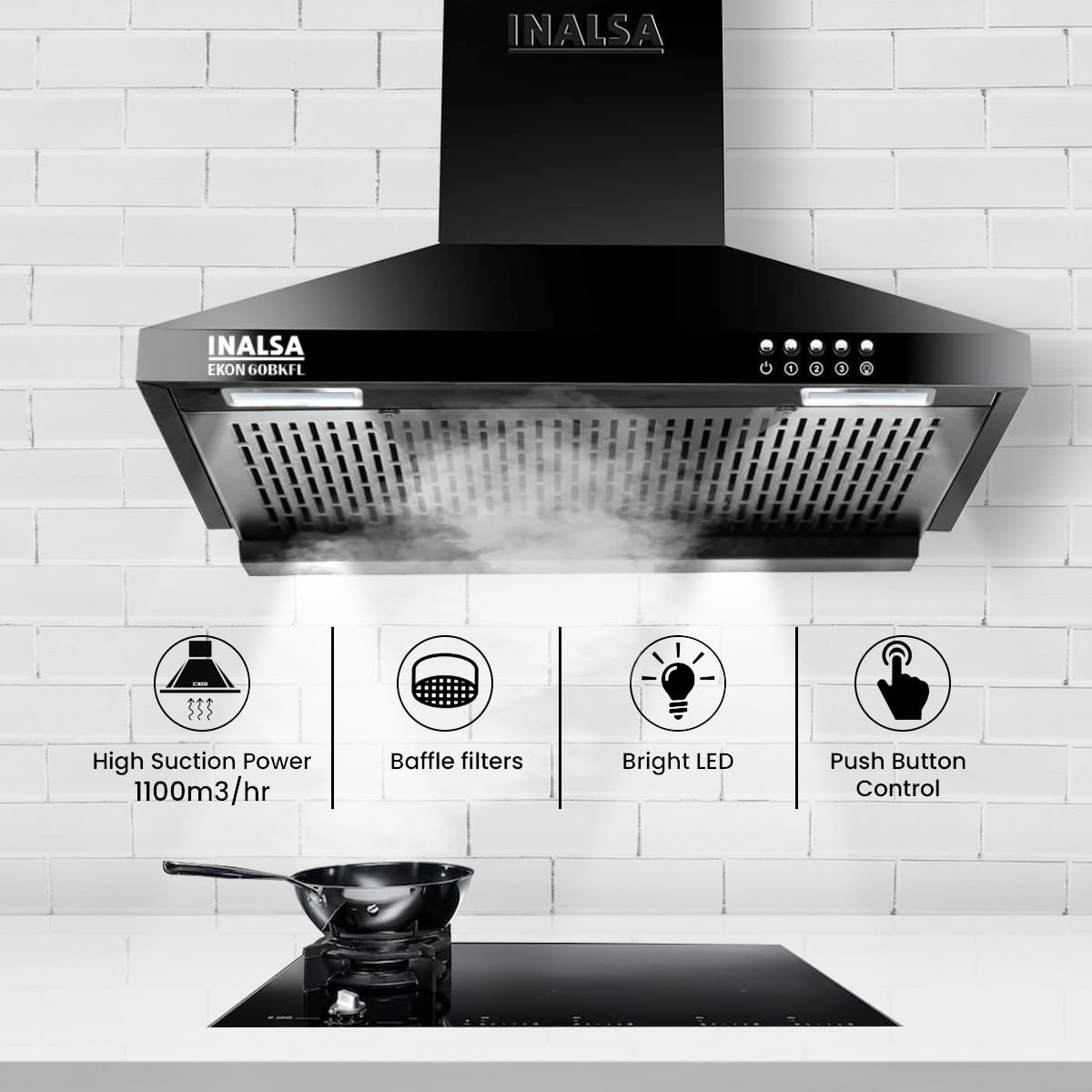 Inalsa Ekon 60BKFL Pyramid Chimney - Powerful & Quiet -8