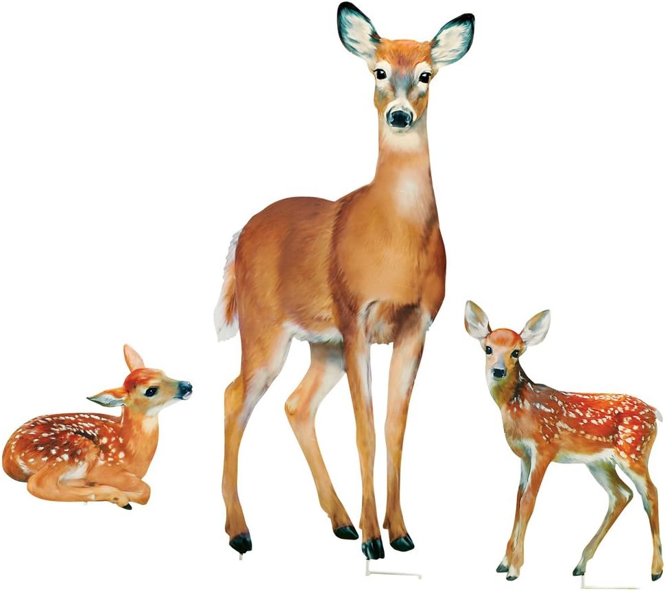 Collections Etc Family of Deer Realistic Garden Stakes Set, Lawn Décor, 3 Pc