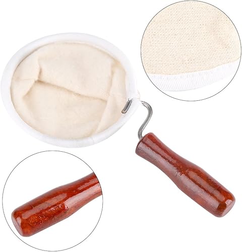 Miniatura 4 de Filtro de tela de café reutilizable lavable paño de franela hecho a mano filtro de café con mango de madera (L)