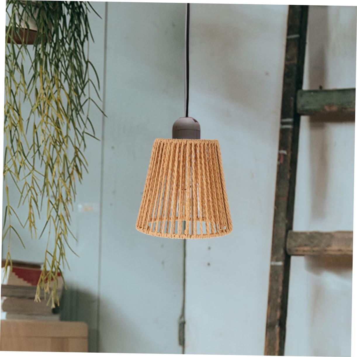 4kawałki Woven Paper Rope Lamp Shade Retro Rattan Lampa Włóknina Ozdobna Osłona Do Lampy Wiszącej Stojącej Biurkowej Ściennej Ręcznie Wykonane Akcesoria Do Wnętrz