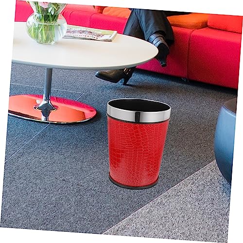Caneca de basura vintage 1.0L rojo cuero y plástico miniatura 3
