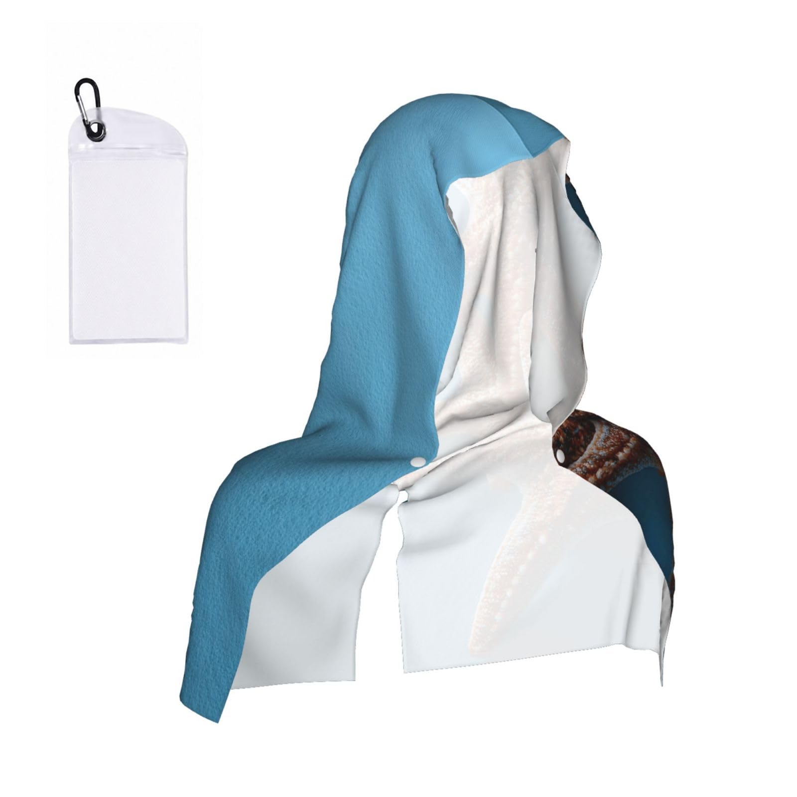WXWJSHMGC Starfishs Print Cooling Hoodie Towel, Cooling Towels For Neck And Face Sun Protection Instant Cool Hoodie(Sport/Camping/Work Out/Hot Weather)