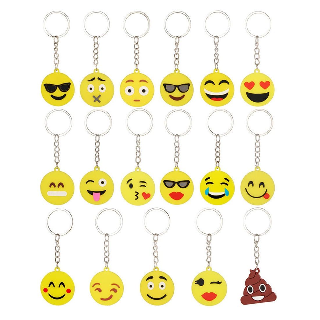 Llavero Emoji 17 Piezas Colgante Patrón Emoticon Decoración Fiesta Cumpleaños Niños