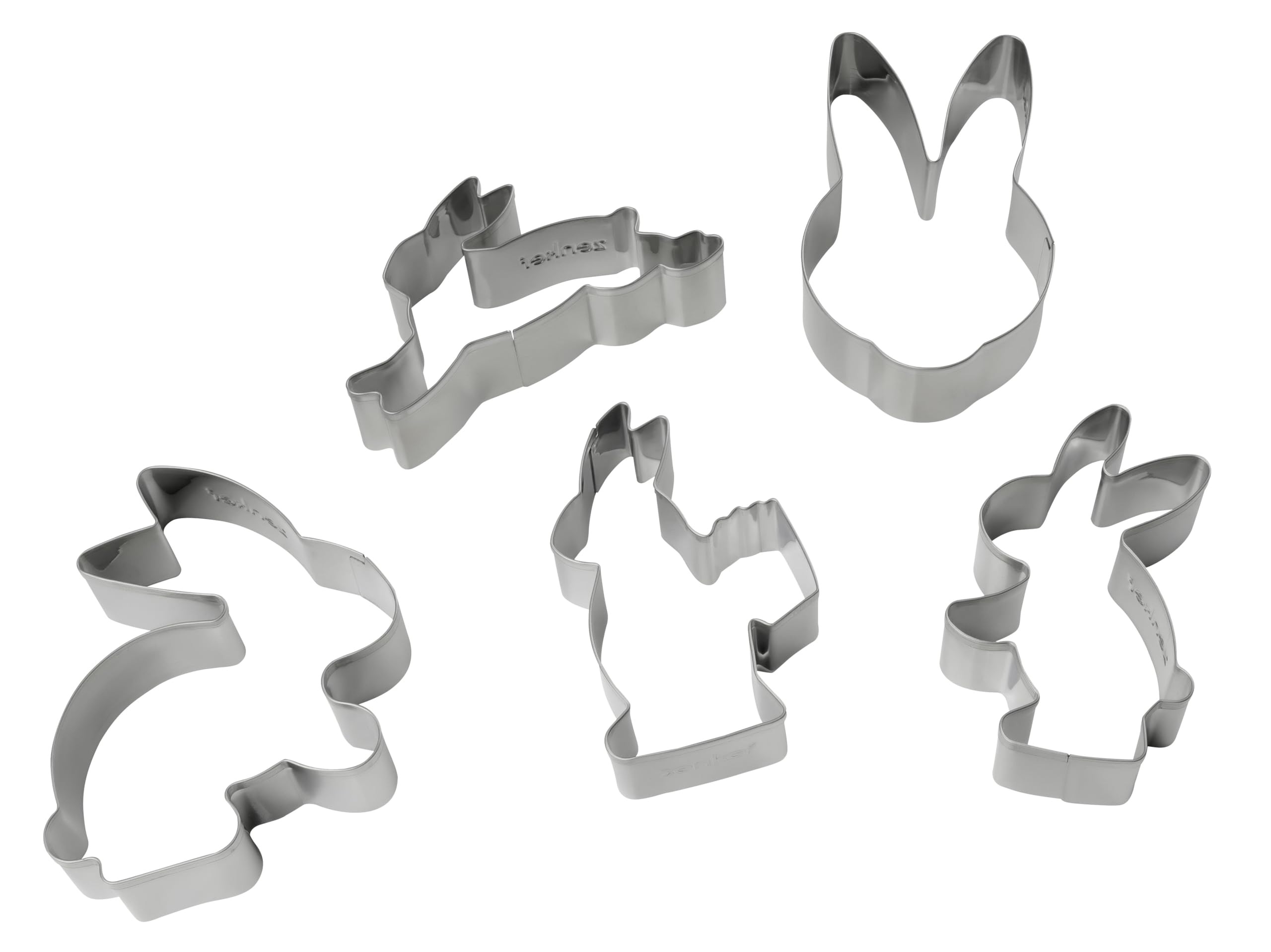 5er Ausstecher-Set Osterhasen, Ausstecher für Plätzchen, Ausstechform für Kekse und Fondant, hochwertiger Keksausstecher, Küchenhelfer aus Edelstahl, Farbe: silber (Packung mit 6)