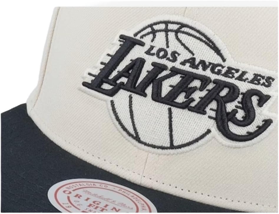 Mitchell & Ness Los Angeles Lakers NBA Evergreen Snapback Hat Cap, Cream/Black