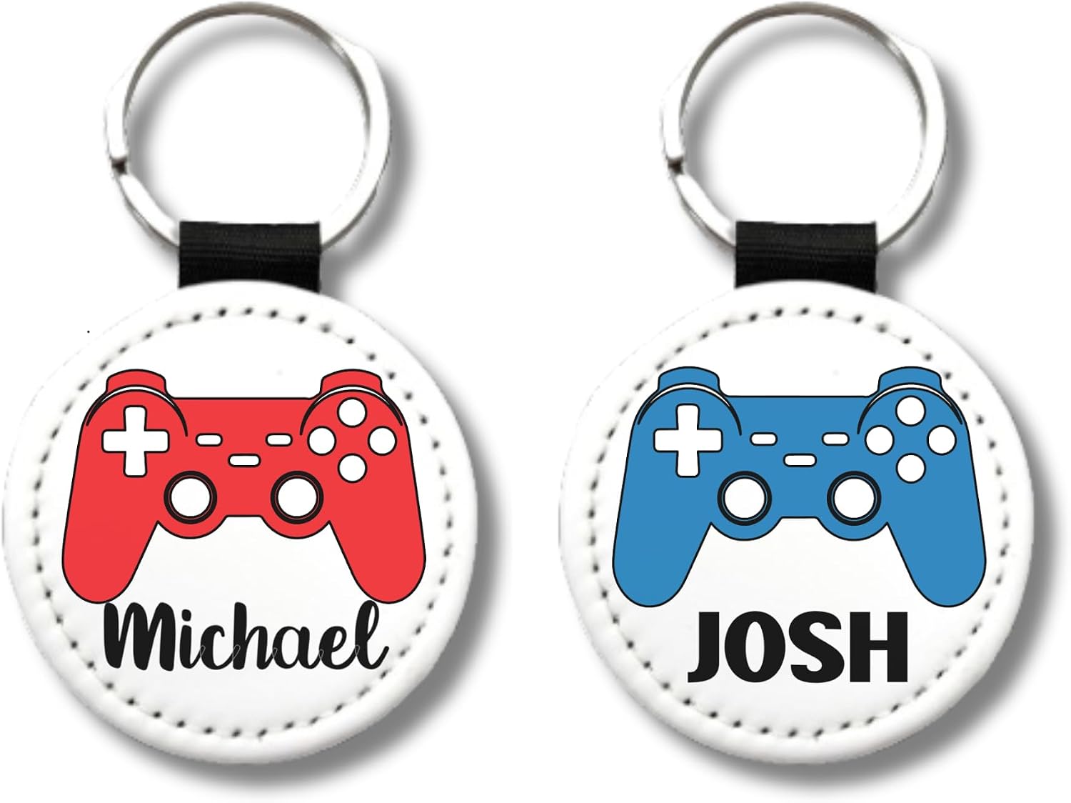PU Vegan Leather Custom Name Text Video Game Remote Controller Key Chain, Gift for Gamers