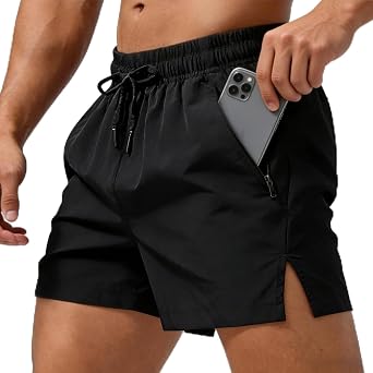 Gym Shorts Men 3 Inch Quick Dry Breathable Workout Athletic Training Short with Zip Pockets