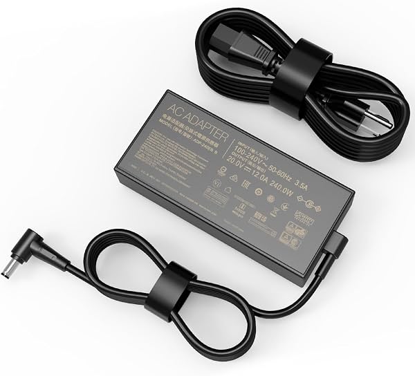 Cargador de 240W compatible con Asus Zephyrus G14 G15 G16 M16, TUF F17 F15 A17 A15 | Zephyrus GA401 GA402 GA503 GU603, TUF FA506 FA507 FX507 FX505 FX506 FA706 FX706 FX707 Adaptador de corriente A20-240P1A
