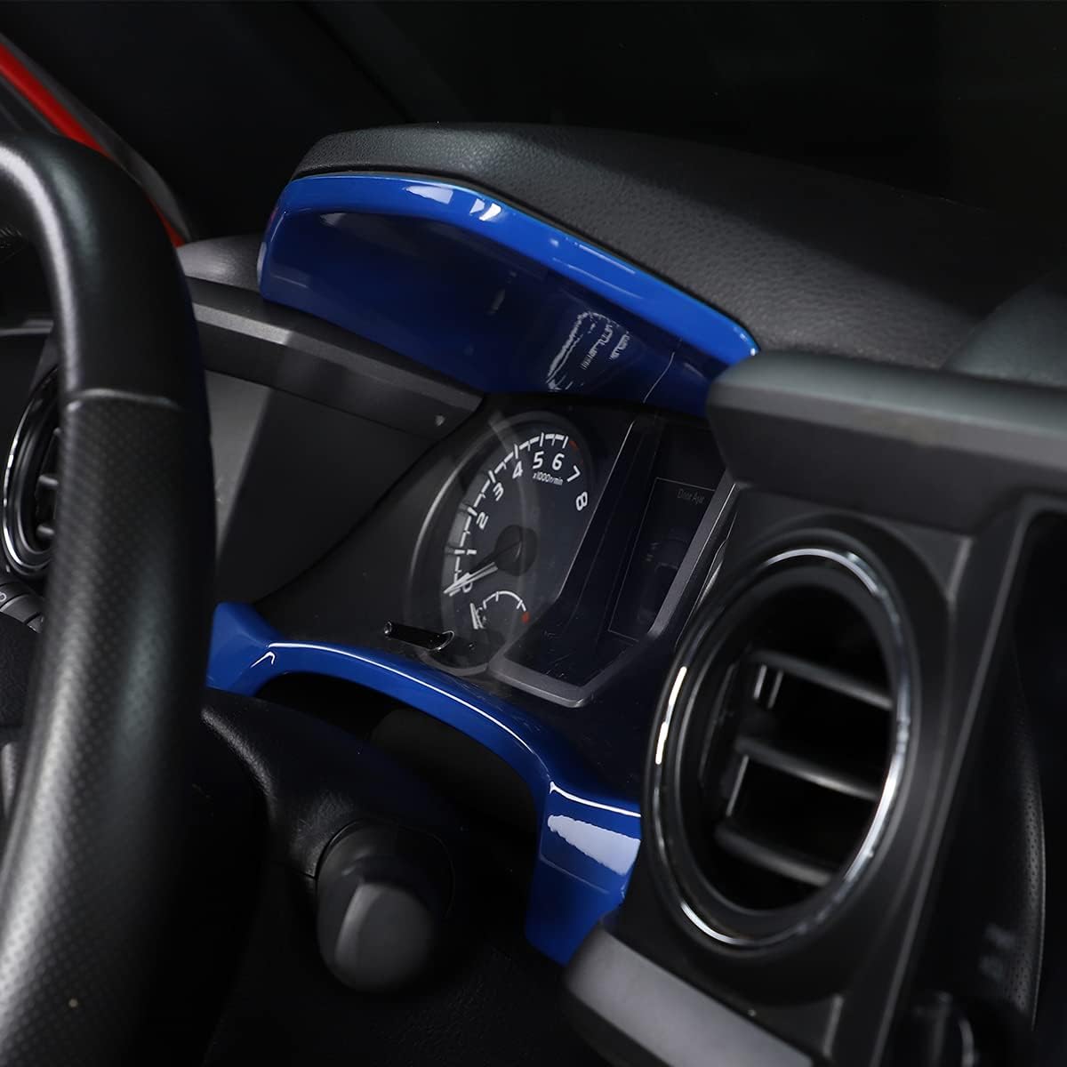 Car ABS Inner Look Central Console Dashboard Panel Cover Trim Frame Fit For Toyota Tacoma 2016 2017 2018 2019 2020 2021 2022 2023 (Blue)