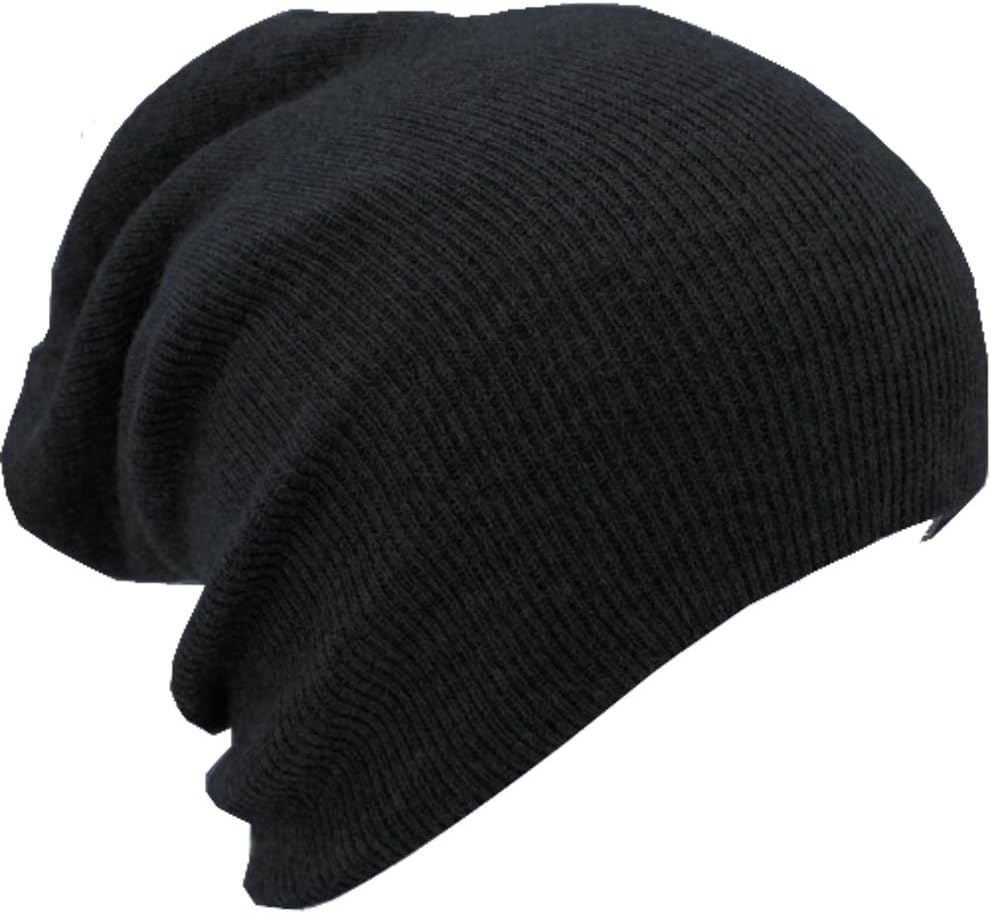Slouchy Beanie Slouch Skull Hat Ski Hat Snowboard Hat Ribbed Beanie,One Size,Black