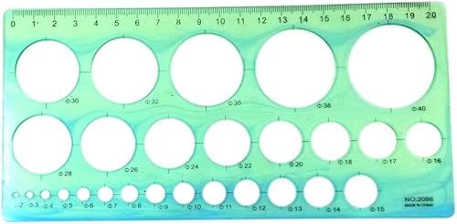 Miniatura 6 de yueton Plantillas de pintura de dibujo de círculo lavable de plástico transparente colorido, 3 piezas, juegos de plantillas de escala, reglas