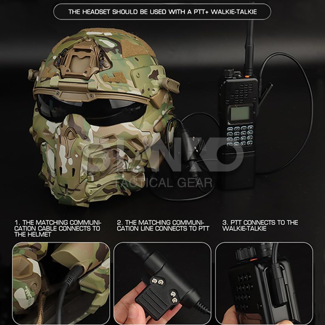 Airsoft Paintball Gear Tactical Protection Helmet,Headset NVG Base Mask Goggle Anti-Fog Fan All-In-One Multifunction Full Covered Helmet (Green)