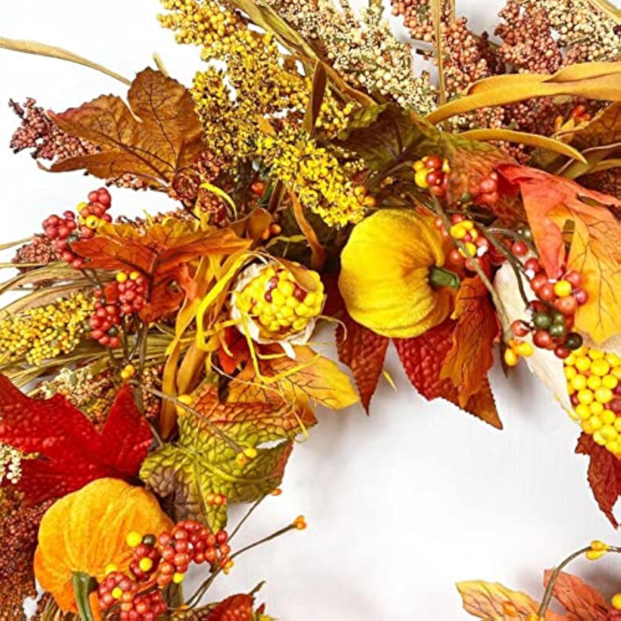 45cm Fall Wreath Harvest Artificial Garland for Front Door
