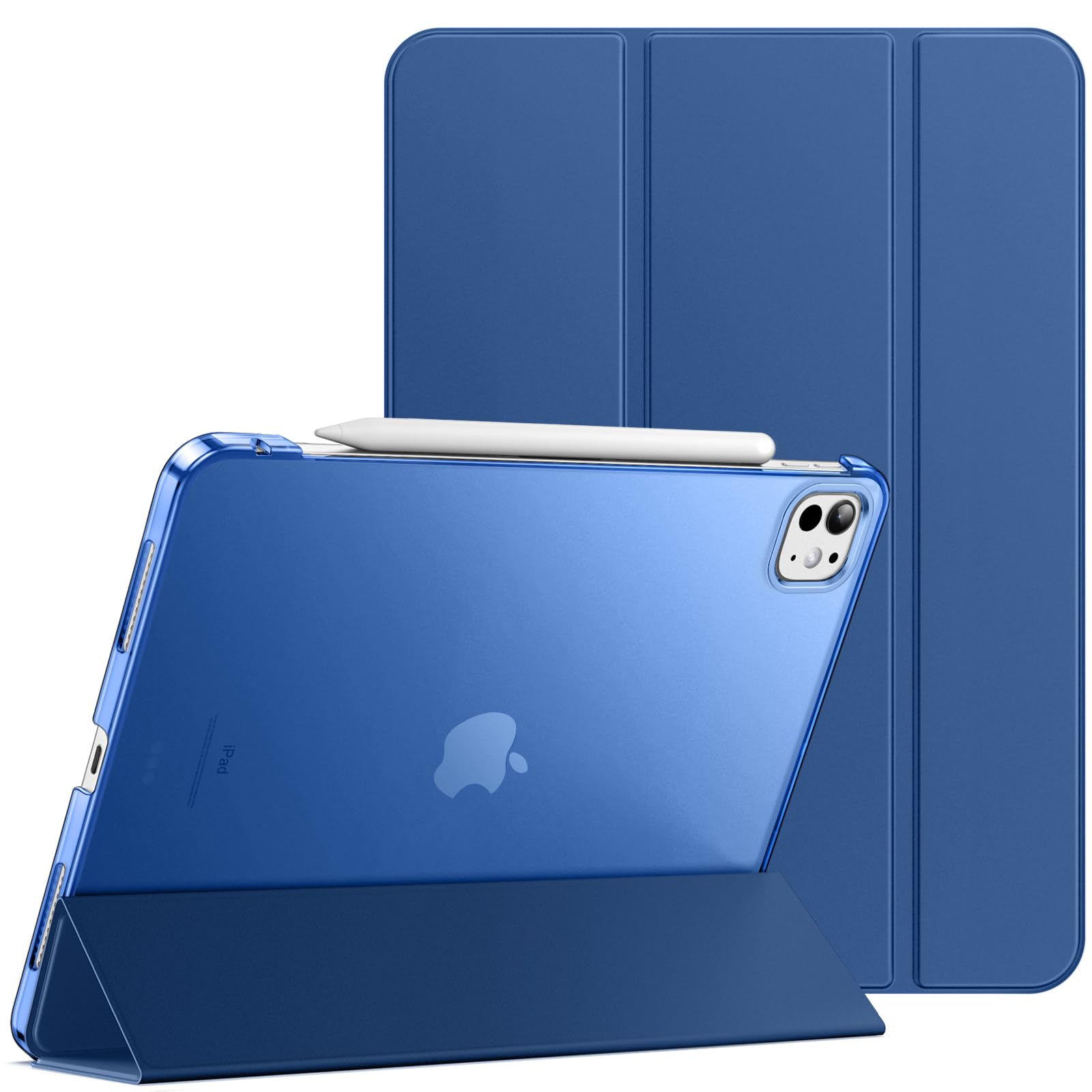 JETech Case for iPad Pro 11-Inch M5/M4 2025/2024 (6th/5th Generation), Slim Stand Hard Back Shell Smart Cover with Auto Wake/Sleep (Navy)