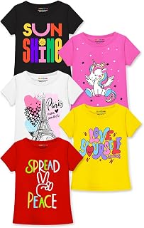 Trampoline Girls Half Sleeves Regular Fit T-Shirt (Pack of 5) Price In India