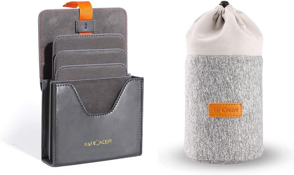 K&F Concept Lens Filter Case + 2 in 1 Lens Pouch Bag
