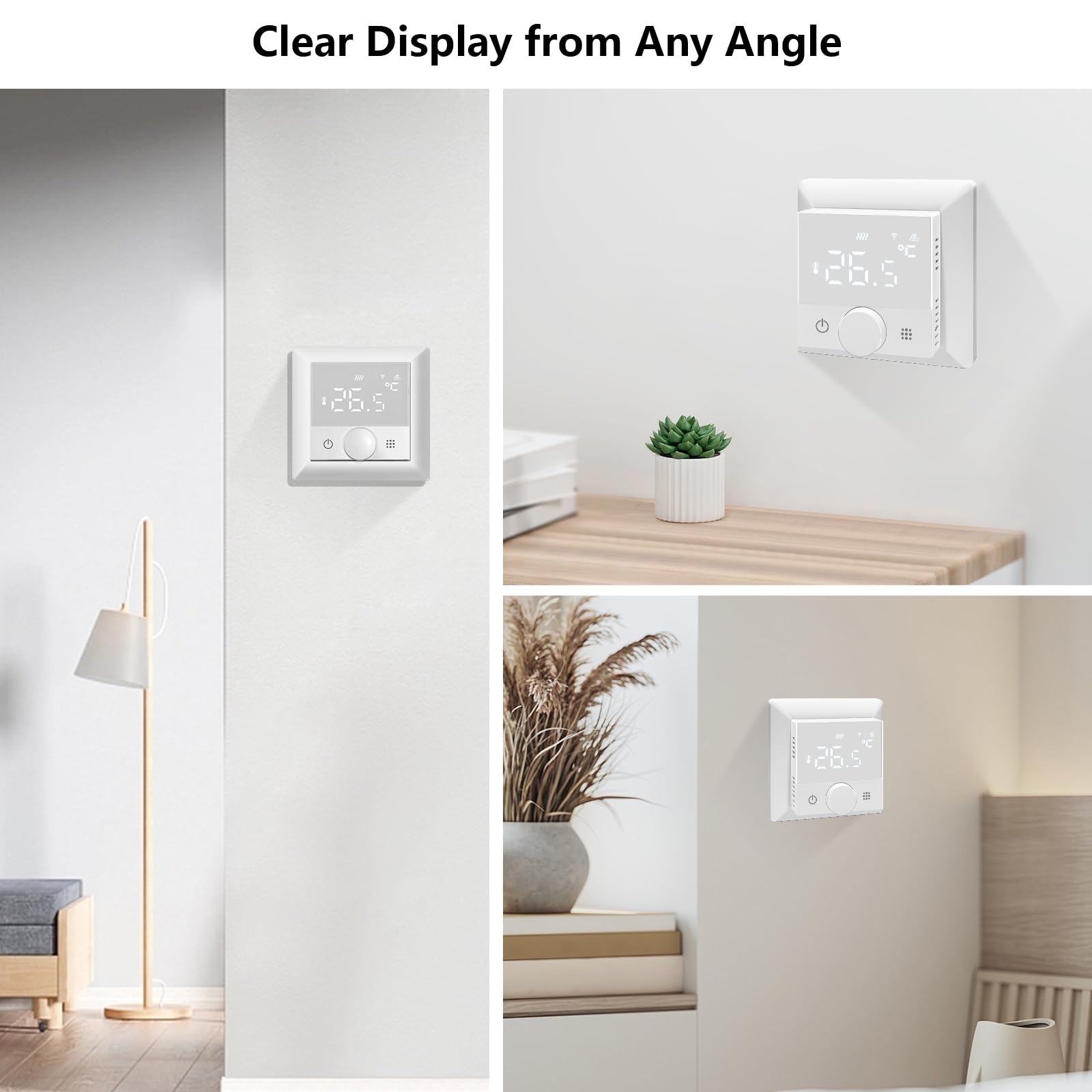 KETOTEK Termostat WiFi do kotła/ogrzewania podłogowego wody | Termostat pokojowy Smart Home 3 A, cyfrowy programowalny termostat ścienny, kompatybilny z Alexa