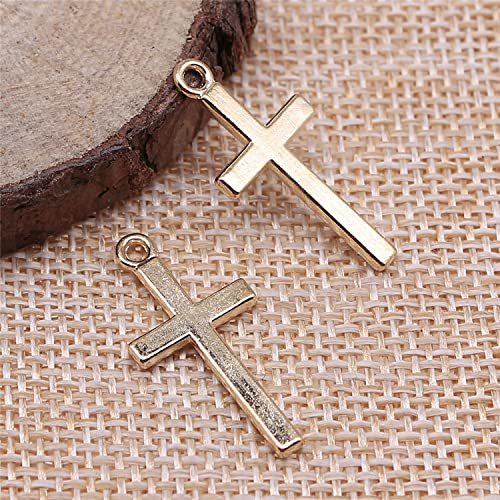 Yunxi 50Pcs Antique Silver Gold Alloy Cross Pendants Mini Crucifix Cross Necklace Charms For Making Necklace Bracelet Choker (Gold) #TOP4