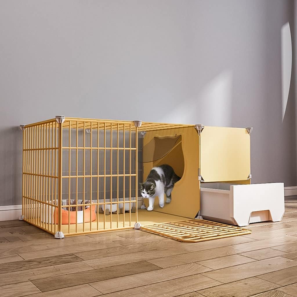 Cage pour chat intérieur amovible de 37x49x111cm avec bac à litière pour petit animal