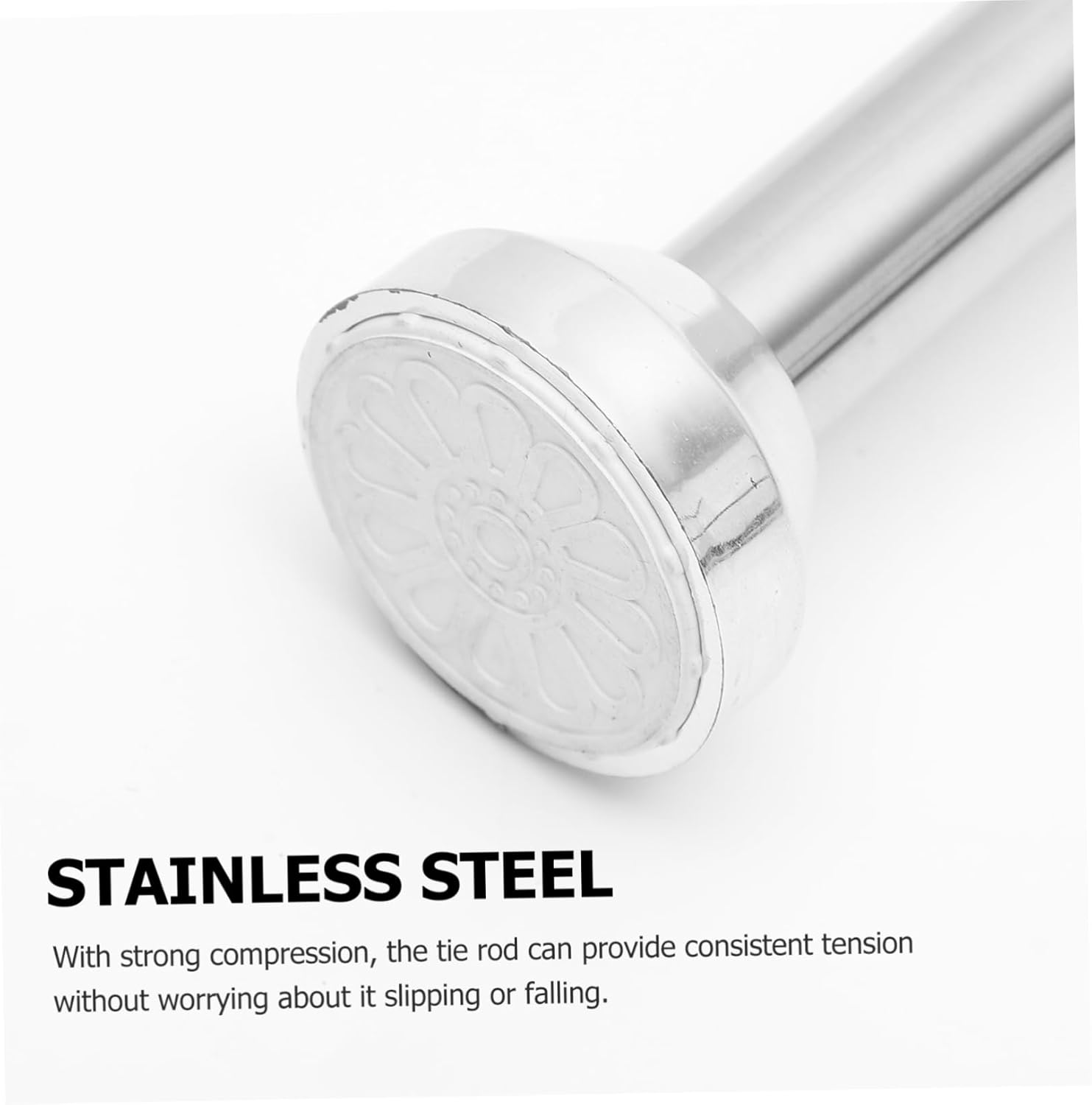 Adjustable Tension Rod Stainless Steel Retractable Support Rod for Curtains No Drilling for Bay Windows