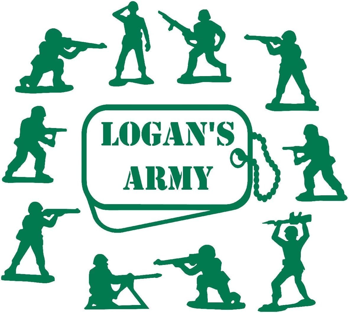 Personalized Custom Name Army Men Vinyl Wall Decal Sticker Home Interior Design Nursery Decor Bedroom Wall Art Mural (29" T x 32" W)