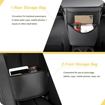 Tumecos Car Handbag Holder Between Seats, Multifunctional Car organizer for Center Armrest Box,Car Storage Bag Pocket Handbag Purse Holder for Storage, Large capacity, wear resistant(Black)