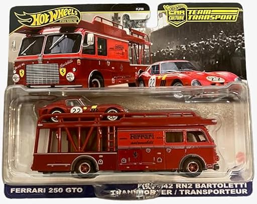 Hot Wheels Premium - Ferrari 250 GTO & Fiat 642 RN2 Bartoletti Transporter - Car Culture - JBM37 - FLF56 - Team Transport #83 - Rojo - Modelo oficial - Mattel 2025-1:64 | Ya disponible en tu tienda friki favorita! En mundofriki.es!