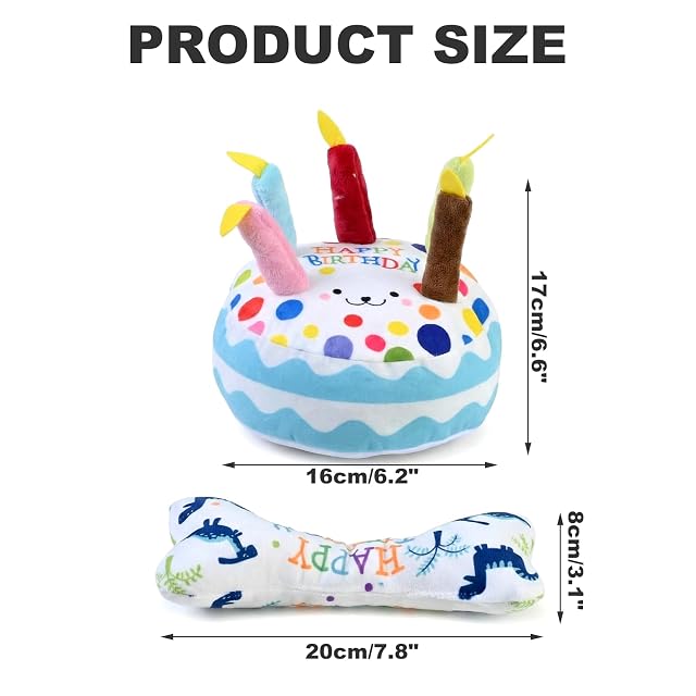 Foto 2 de 7 de Anseom Pastel de Cumpleaños para Mascotas, Hueso de Perro de Peluche Juguete