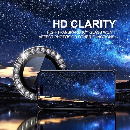 Image of inchiPhone 15 Pro / 15 Pro Max Camera Lens Protector Ring - Premium 9H Tempered Glass Lens Guard, Anti-Scratch, Anti-Drop, HD Clear Camera Lens Cover for Ultimate Protection and Durability inch Diamond Black