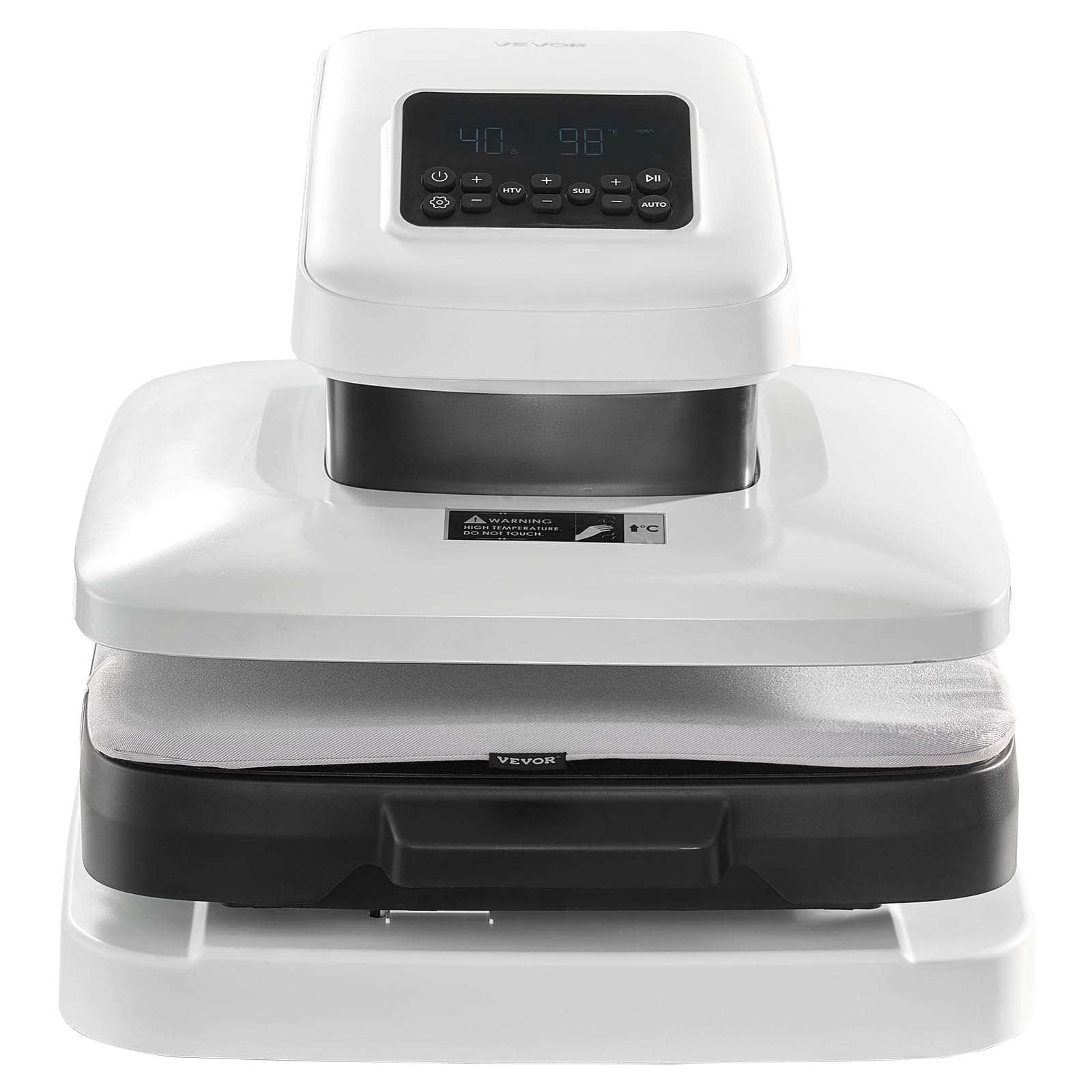 VEVOR automatische Hitzepresse (38 x 38 cm) T-Shirt-Presse mit automatischer Freigabe & einstellbarem Druck, Digitalanzeige, Transferpresse für Sublimation Vinyl Wärmeübertragungsprojekte, Weiß