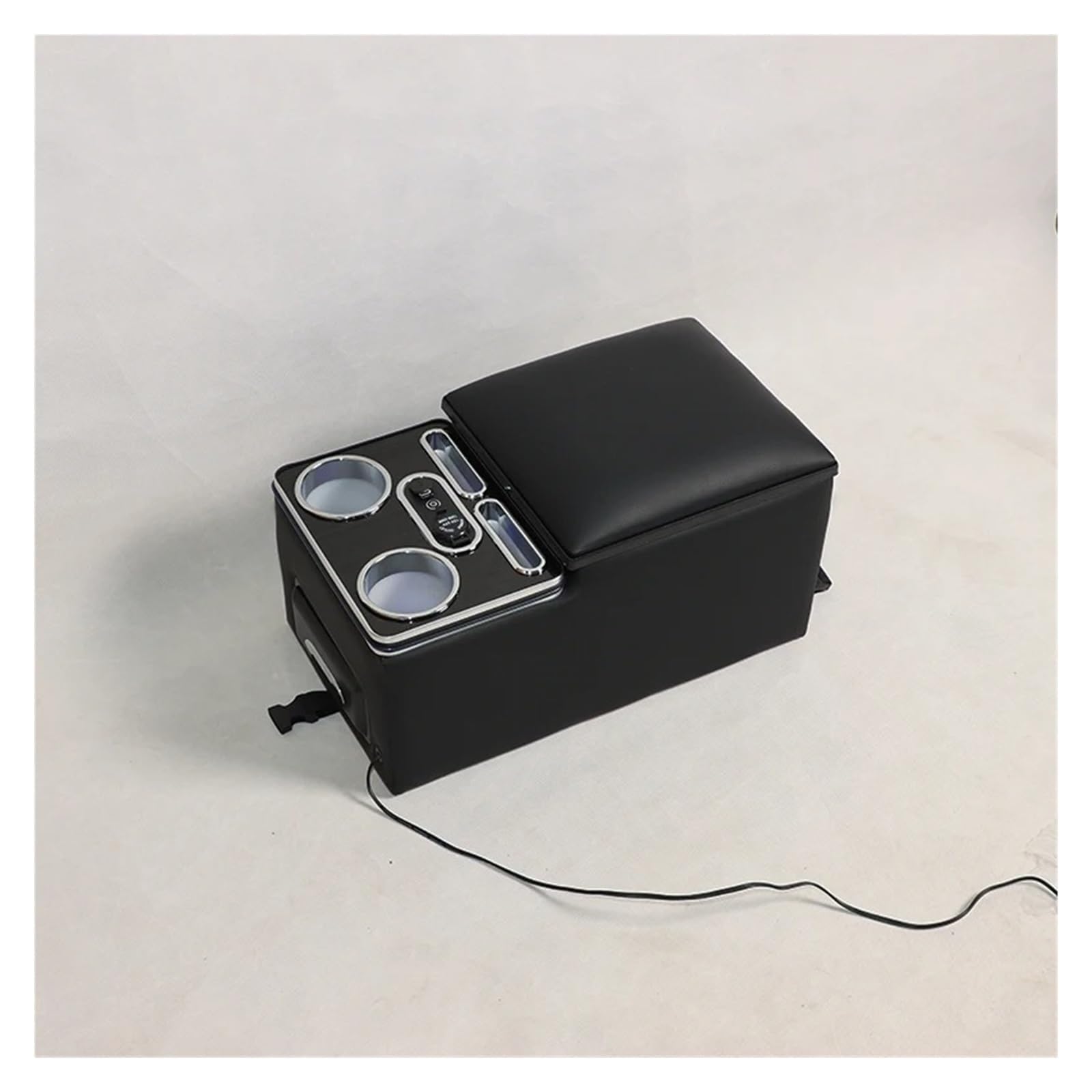Hguvsjd Armrest Box Center Console 7-Color Mood Lighting Organizer Rear Armrest Back Bench Seat Storage Box Car Armrests(Black)