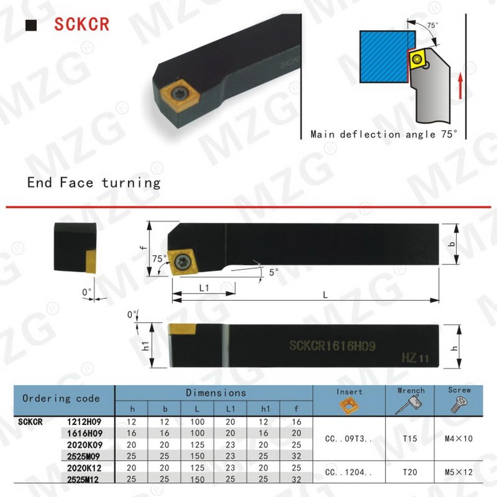 1pc SCKCR1212 SCKCR1616 SCKCR2020 SCKCR2525 External Turning Tool SCKCR Cutter Bar CCMT Insert CNC Lathe Bar Turning Holder(SCKCR,1212H09)