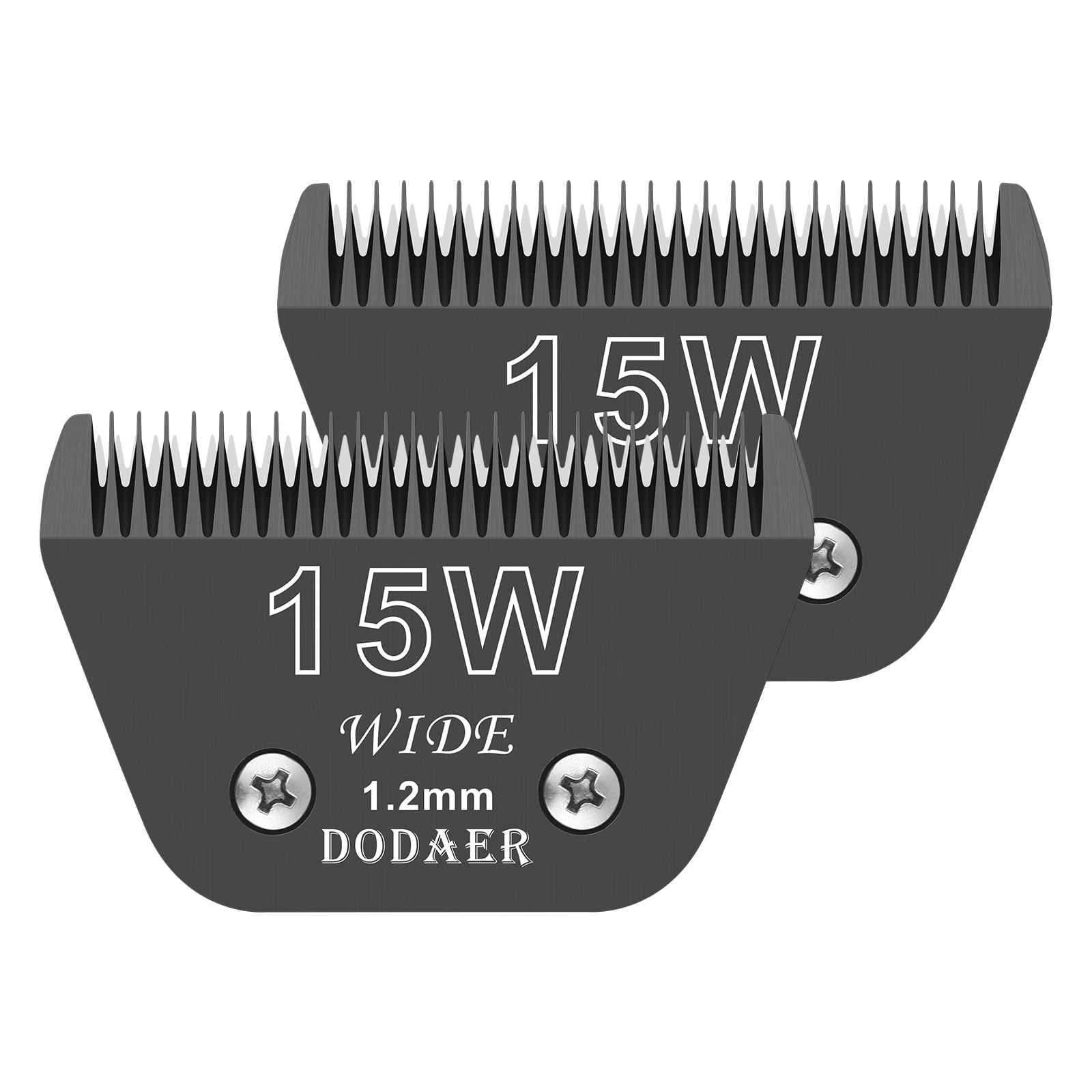 DODAER 15 Wide Blades for Dog Grooming,Compatible with Andis,Oster A5,Wahl km10 Clippers,Cutting Length 3/64",2 Pack (Black)