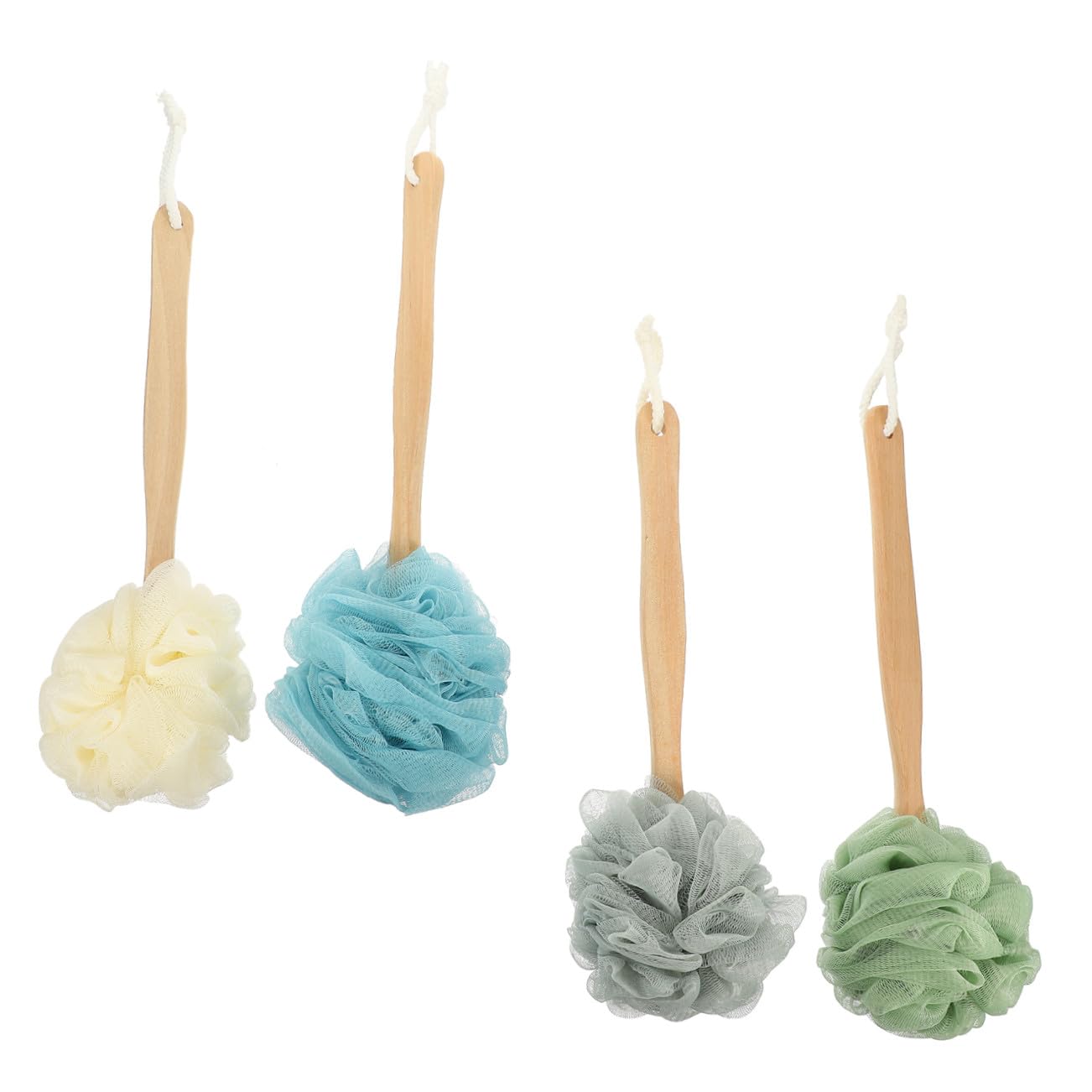 CALLARON Cepillo Corporal Paquete de 4 Piezas de Nylon y Madera para Baño Mango Largo Ergonómico para Exfoliación y Limpieza Profunda en Ducha