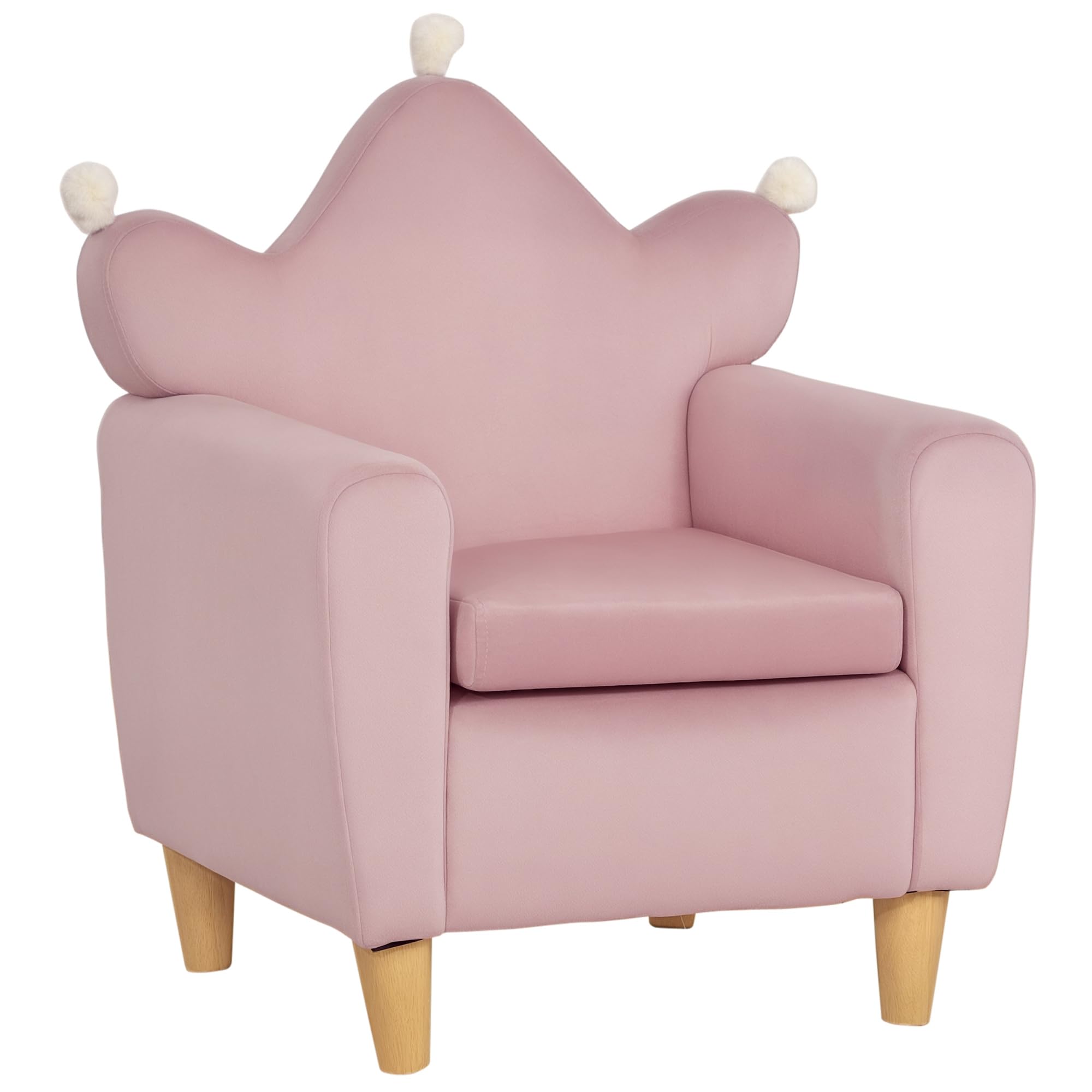 HOMCOM Sillón Infantil Mini Sofá para Niños de +​3 Años con Asiento Acolchado Reposabrazos y Estructura de Madera Carga Máx. de 45 kg 50x42x58 cm Rosa