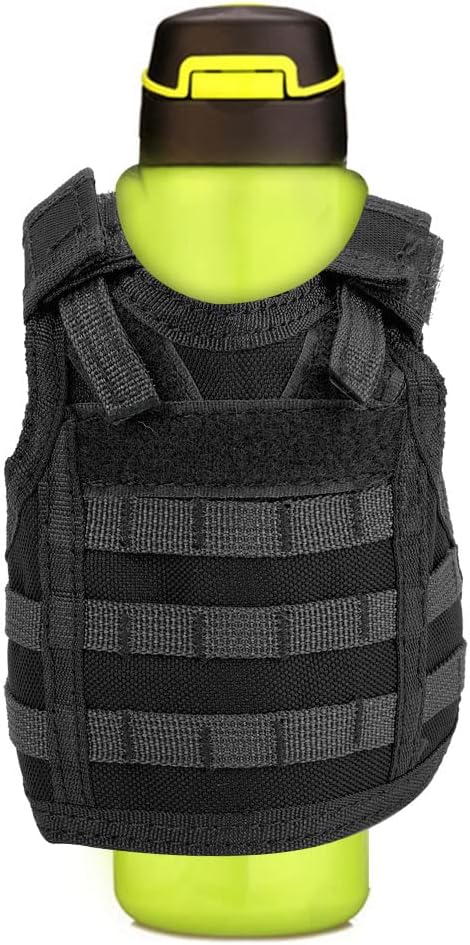Adjustable Mini Beer Vest Beverage Holder Comfortable Fit for Outdoor Gatherings Premium AntiWear Material Holds 350ml-550ml Bottles (Black)