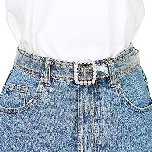 Allegra K Womens Clear Waist Belts for Jeans Transparent Belts Square Buckle4