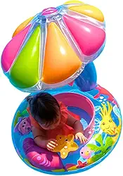 Boia Infantil Inflável com Sombra – Modelo Cogumelo, Proteção Solar e Assento Ergonômico