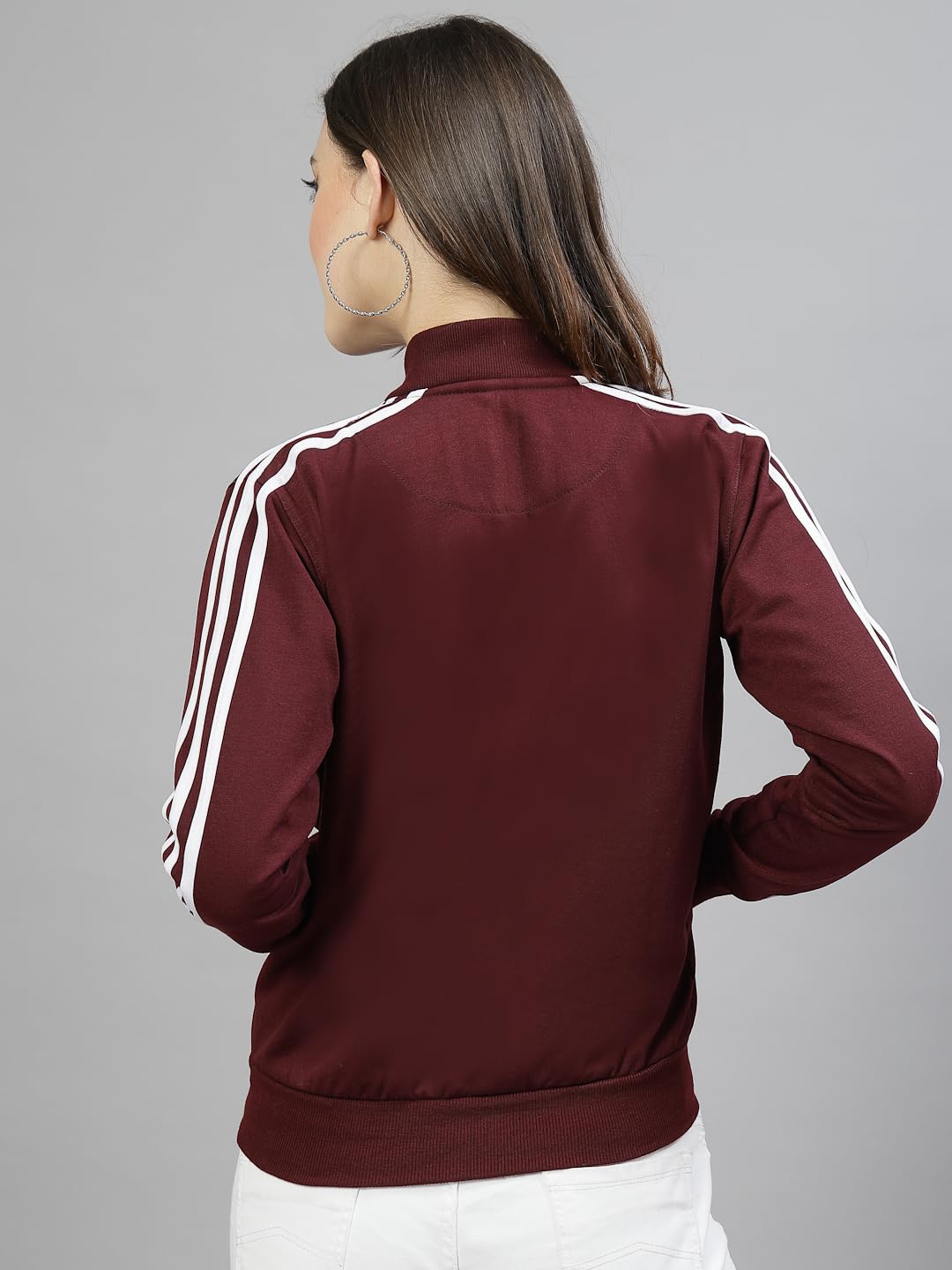 UZARUS Women Cotton Full Zipper Sweatshirt Fleece Jacket for Winter (Wine) - Image 4 thumbnail