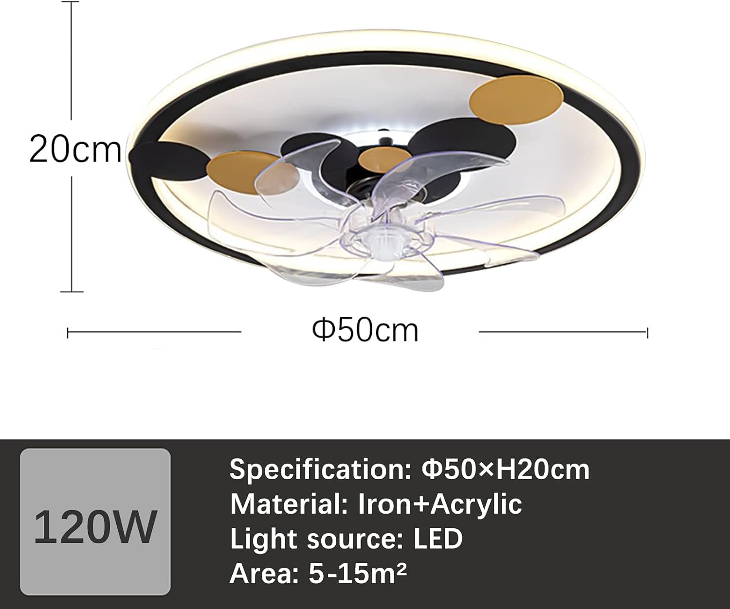 Modern Black Round Ceiling Fans Lamp LED 3-Speed Nordic Ceiling Fan with Lighting Ceiling Fans with Lights and Remote Control Mute Fan Ceiling Lights Smart Timing for Bedroom Study