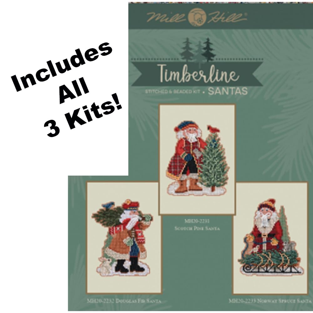 Amazon.com: Mill Hill Timberline Santa Set (2022) Set of 3 Beaded