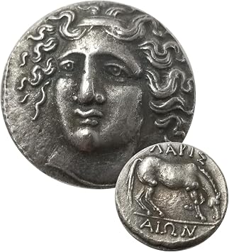 Ancient Greek Style Apollo Head Replica Coin Historical Collectible Medallion