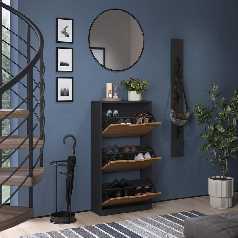 Vicco Wózek na buty "Luca", Antracyt/Dąb goldkraft, 59 x 111.5 cm z 3 składanymi przegródkami