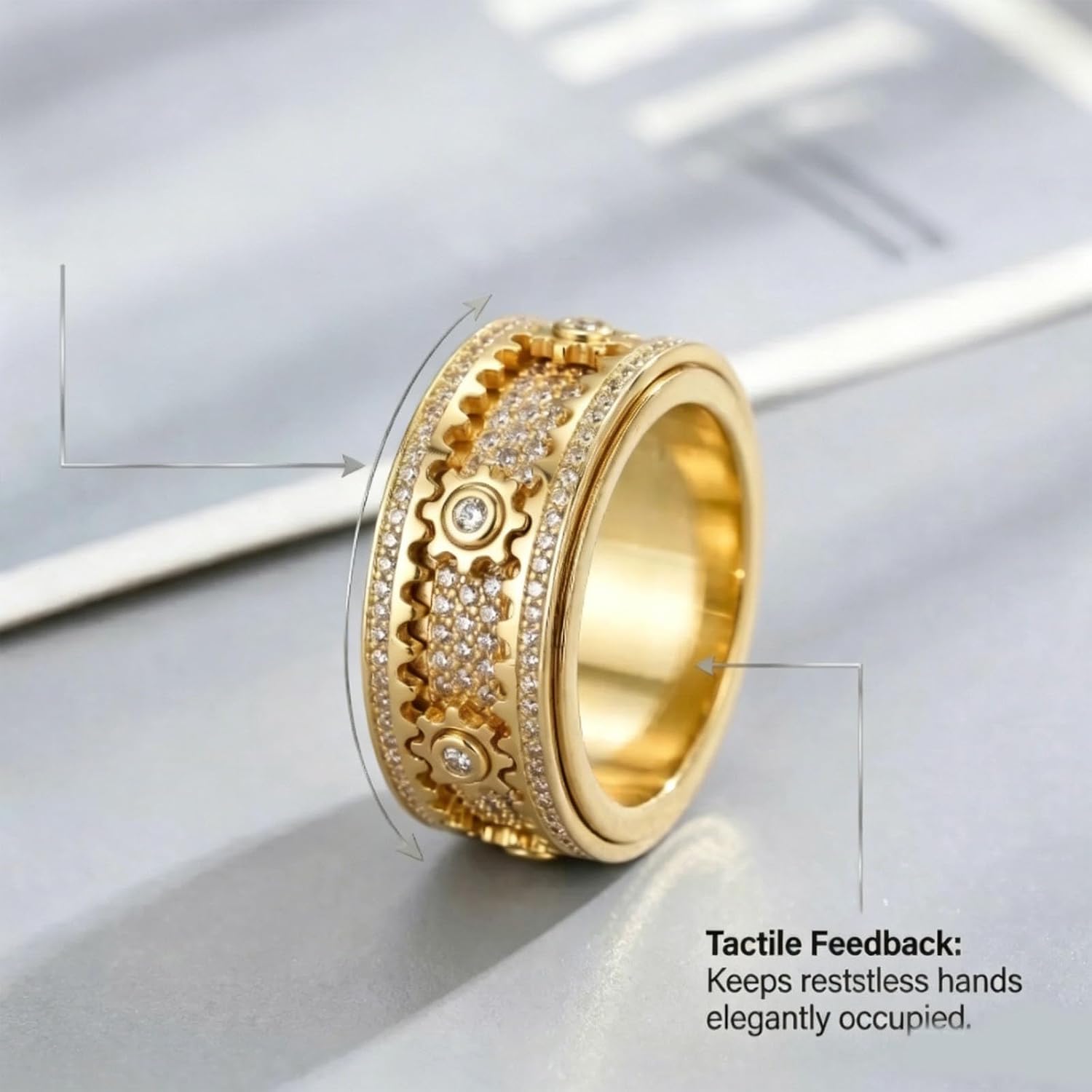 Mindfulness Rings for Women Zenvirala, The Mindfulness Ring, Spinner Ring with Gears, Silent Calm Rings for Stress Relief
