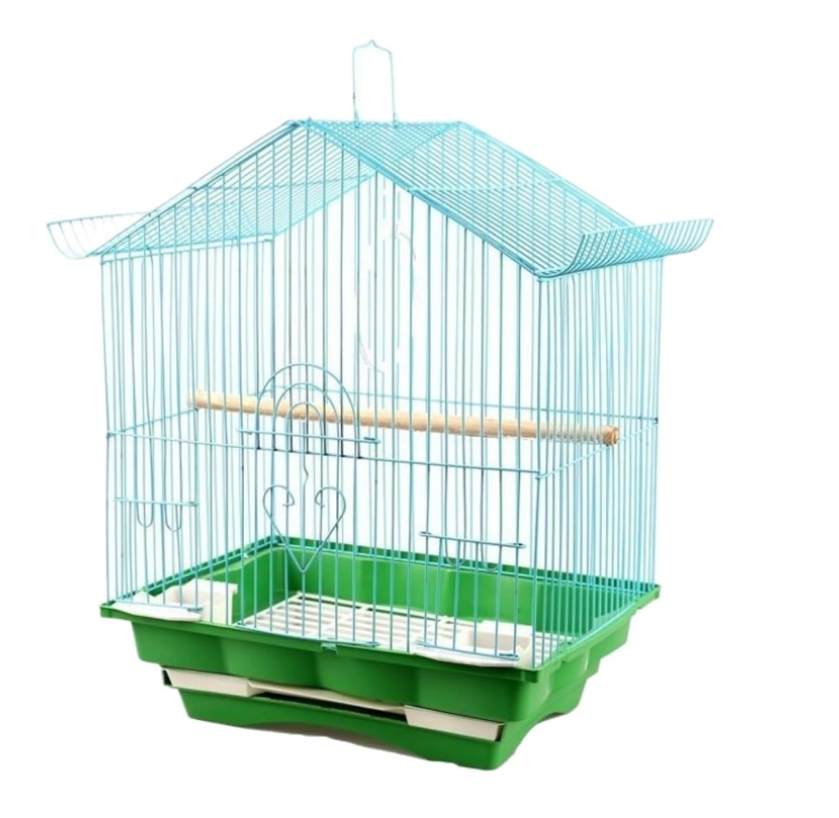 Vogelkäfig aus Eisen, Vogelkäfig, Reisekäfig mit Vogelfutterspender für Papageien, Conures, Unzertrennliche, Nymphensittiche, Sittiche, Vogelbedarf，Blue 17cmLx12cmWx6cmH