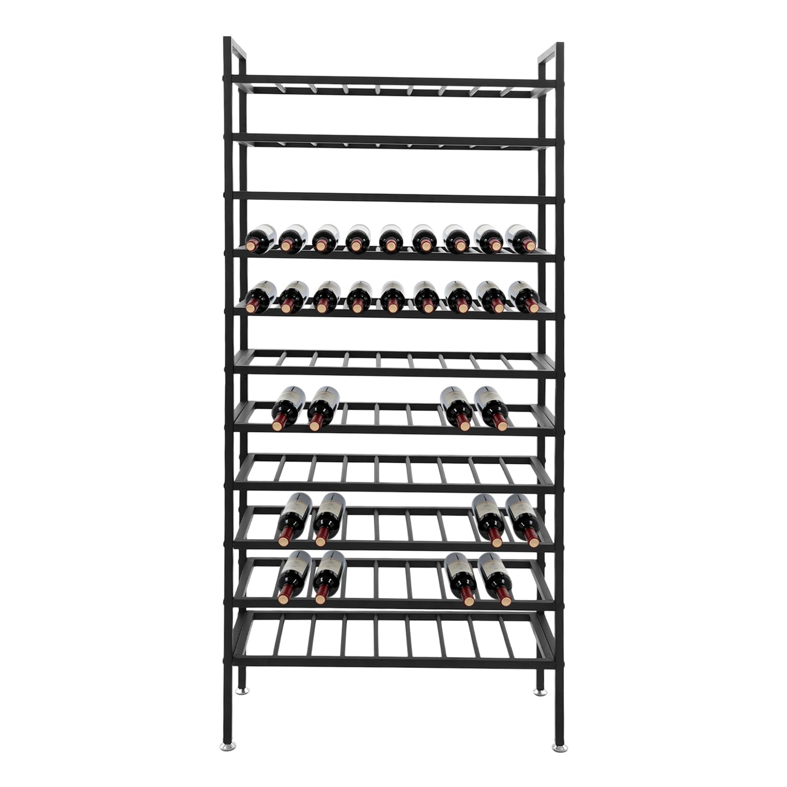 Étagère à bouteilles de vin à 11 niveaux en métal noir de 80 x 30 x 170 cm