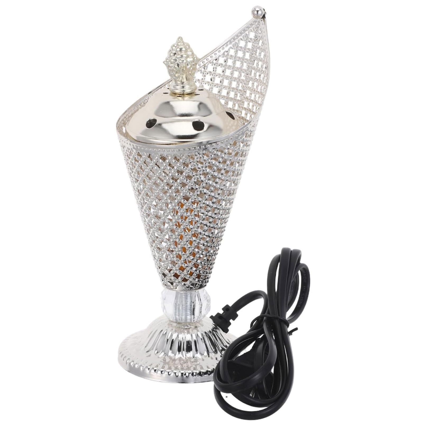 Electric Small Arabic Incense Holder – Silver Metal Plug-in Burner for Middle Eastern Holidays, Meditation, Spa & Home